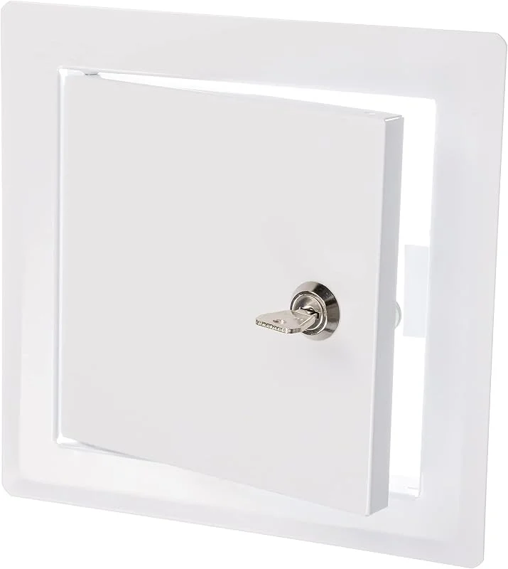 Panel de acceso de metal blanco con cerradura de 6 x 6 pulgadas. Panel de puerta de eje de servicio con llave. Plomería, electricidad, calefacción, panel de acceso de pared de alarma para — Aquecimento