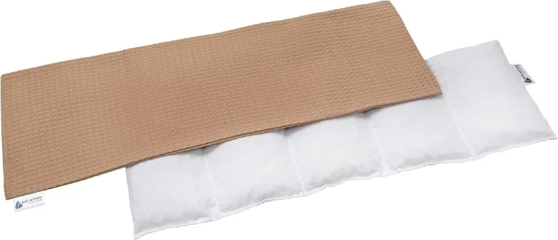 Medi Partners Saco de sementes para micro-ondas, 60 x 20 cm, almofada 800 g, 100 % algodão, 5 câmaras, saquinhos, sementes de calor, micro-ondas, saco térmico (bege Waffle) — Aquecimento