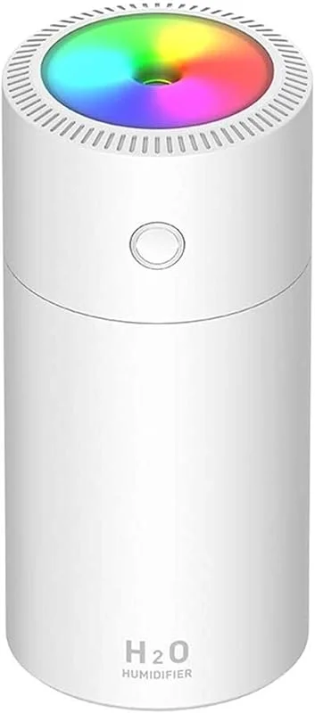 XMING Humidificador 310ml Mini humidificador portátil con función de luz Nocturna for humidificador de Cierre automático for la Mesa de Noche de la Oficina del Coche del Dormitorio del bebé (Blanco)