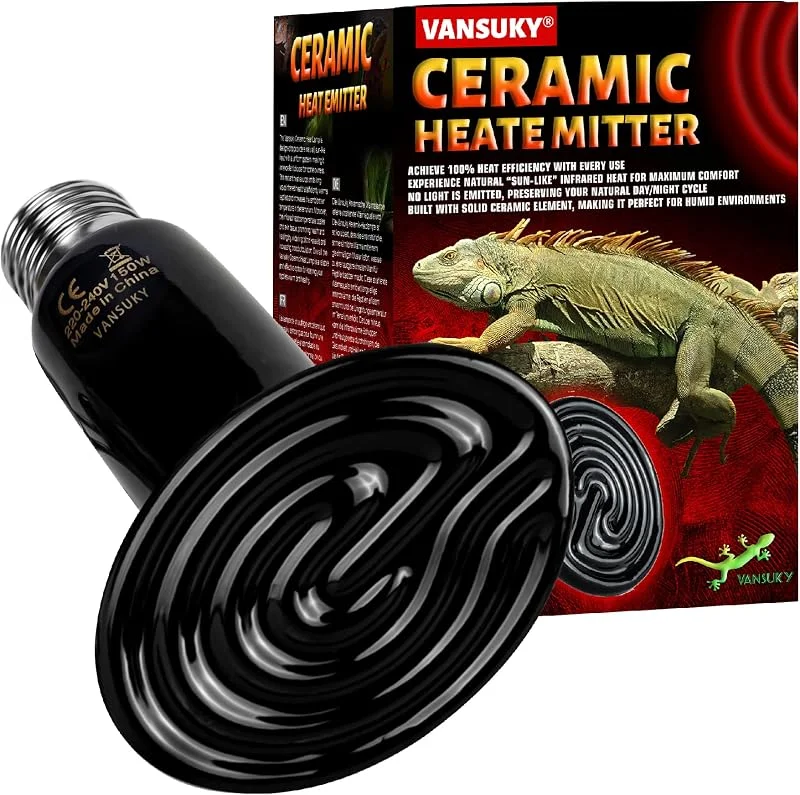 Emissor de calor cerâmico 200 W sem luz para répteis, lâmpada infravermelha de aquecimento resistente à água para terrários, vivários, cães, gatos e anfíbios
