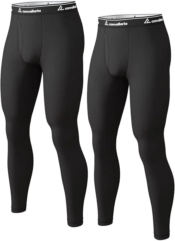 Calças térmicas para homem com forro polar, cuecas compridas de compressão, camada base desportiva, roupa para clima frio, 1, 2 peças, cor preta — Roupa aquecida