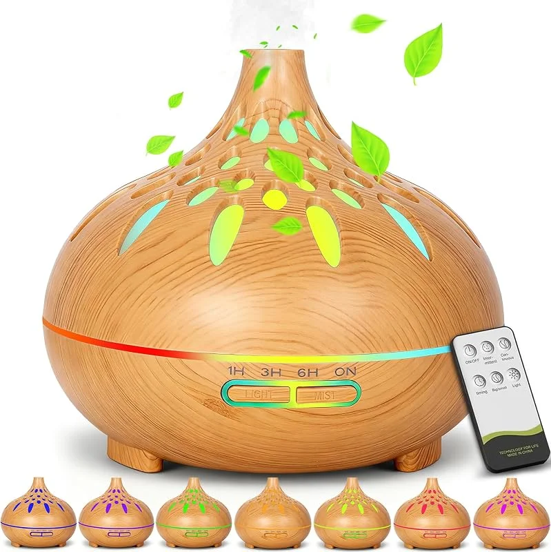 500 ml difusor óleos essenciais, com 7 cores LED — Humidificador