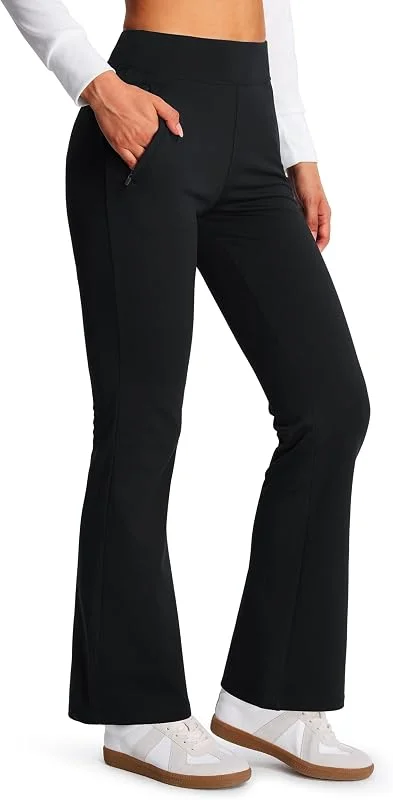 Libin Leggings térmicas para mulher Bootcut calças de ioga forrada — Roupa aquecida