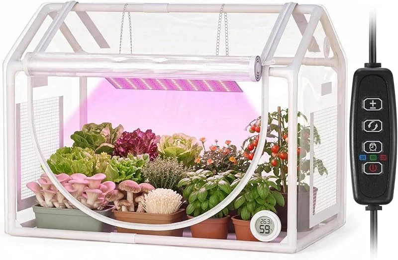 Mini invernadero interior con luces de crecimiento y temporizador, 3 modos — Aquecimento