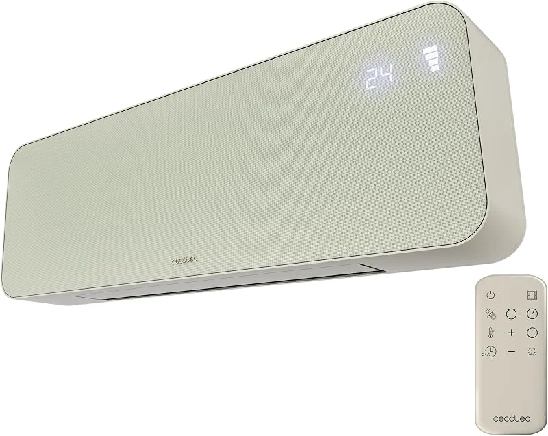 Cecotec Calefactor Cerámico de Pared con Mando ReadyWarm 3000 Textile. 2000W, 3 Modos, Calor Uniforme, Oscilación, LED, Temporizador, Seguridad, Diseño Tela Moderno, Cobertura 20m2 — Aquecimento