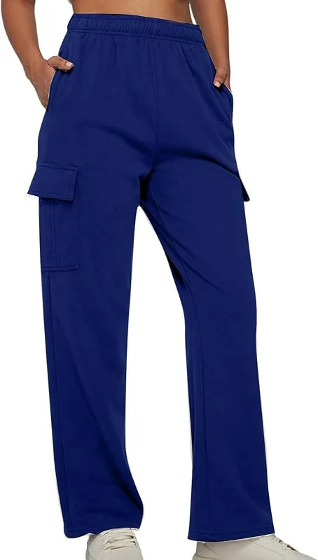 Pantalones lisos sueltos de pierna recta para mujer con bolsillos, pantalones de ocio, pantalones de yoga para mujer, pantalones de camuflaje — Roupa aquecida