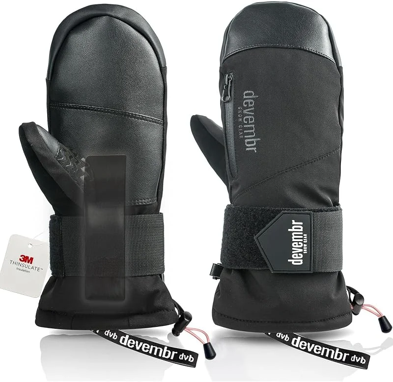 devembr Luvas de esqui com pulseiras, luvas de snowboard com ecrã tátil, impermeáveis — Cozinha e lar