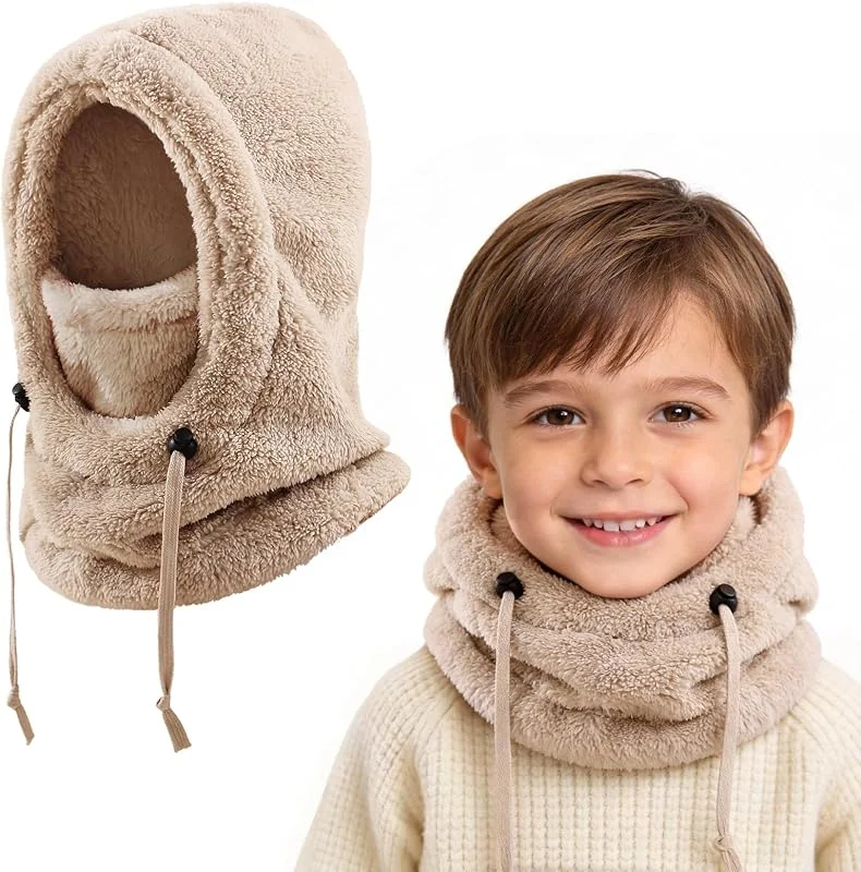 Balaclava térmico inverno para meninos meninas 3 - 10 anos, multifuncional à prova de vento ajustável máscara de esqui de ciclismo, chapéus gorro forro polar quente, aquecedor de pescoço máscara — Roupa aquecida