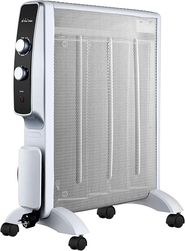 PURLINE Radiador elétrico de baixa potência (2000 W) em branco com termostato, proteção e rodas — Aquecimento