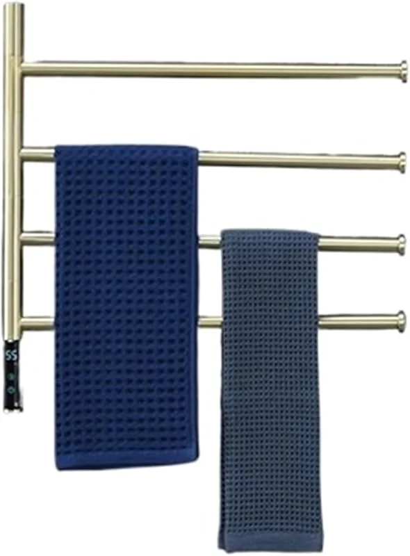Toalheiro elétrico toalheiro elétrico de aço inoxidável de 4 barras, prateleira aquecedor, aquecedor elétrico térmico para casa de banho, toalheiro (Brushed Gold) — Aquecimento