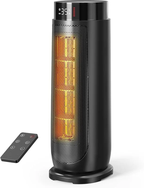Aquecedor PTC 2000 W preto, proteção contra sobreaquecimento e reviravolta