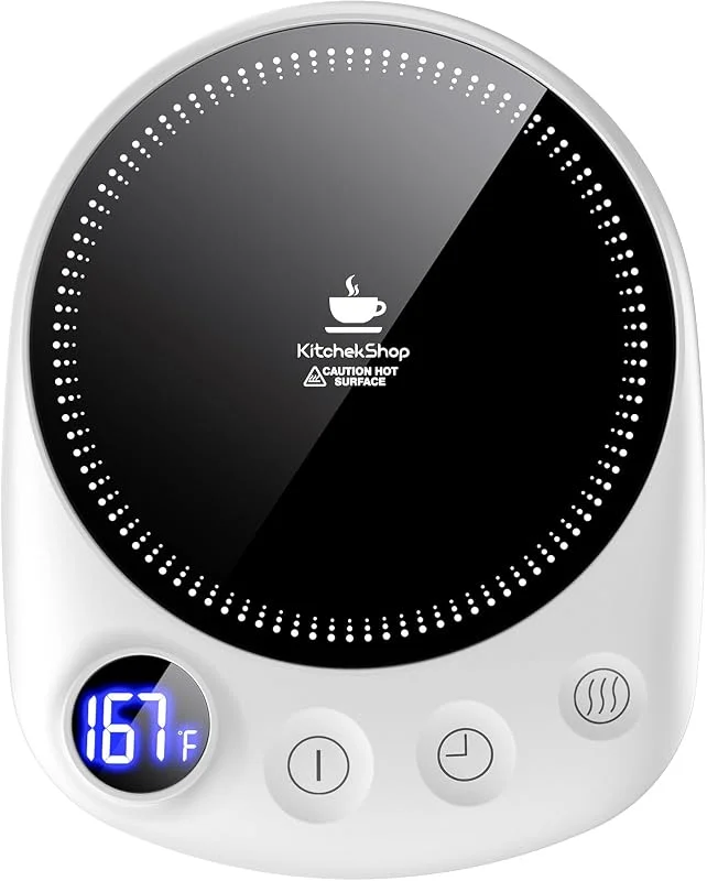 Aquecedor de café, aquecimento mais rápido e temperatura superior, aquecedor de canecas de café para computador para desligamento automático, 4 configurações de temperatura e — Cozinha e lar