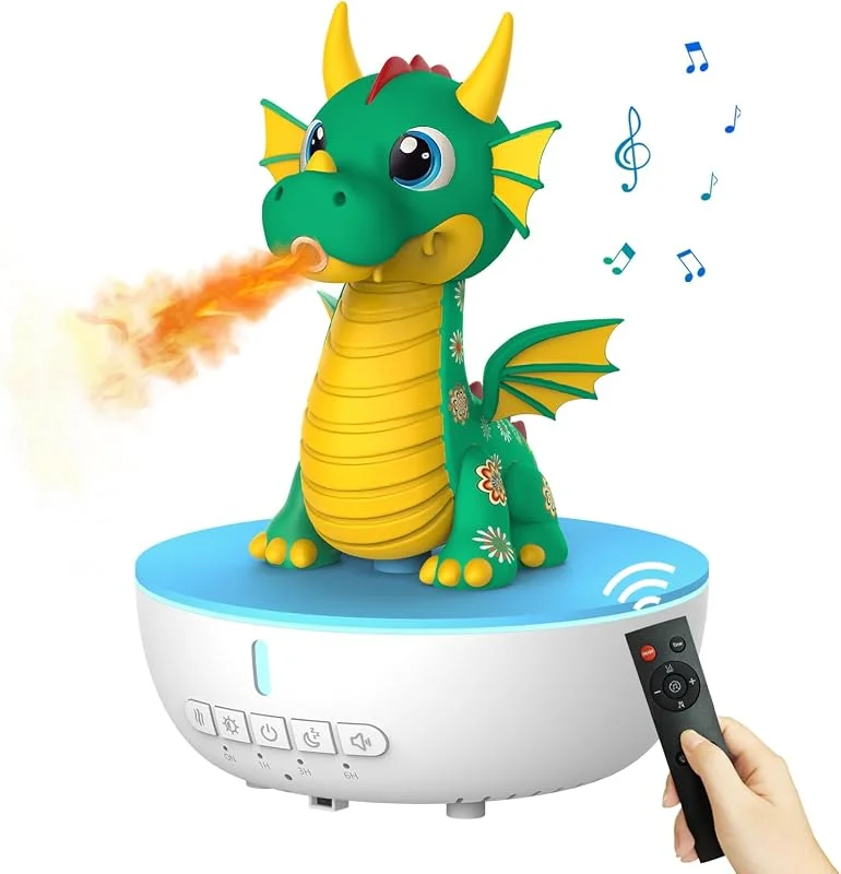 ZONSUSE Difusor óleos essenciais em forma de dragão, humidificador ultrassónico de 200 ml, com controlo remoto e temporizador, máquina de ruído branco LED de 7 cores para quarto, escritório (verde)