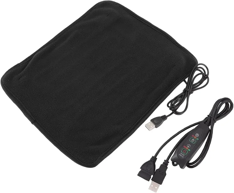 Almofada térmica USB portátil, almofadas térmicas para a cintura da perna do pescoço do ombro com sincronização de ajuste de temperatura para pescoço, cotovelo, joelho (preto) — Roupa aquecida