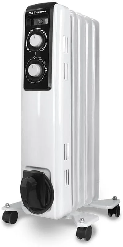 Orbegozo RF 1000, radiador elétrico de baixo consumo, 1000 W de potência, 5 elementos, termostato regulável, luzes led, 2 níveis de potência — Aquecimento