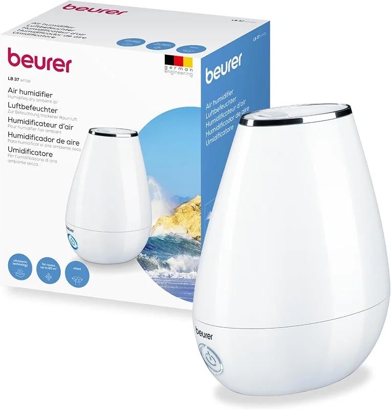 Beurer LB 37 Humidificador ultrassónico com difusor de aroma, modo noturno silencioso, depósito de 2 L, ideal para salas até 20 m², cor branca