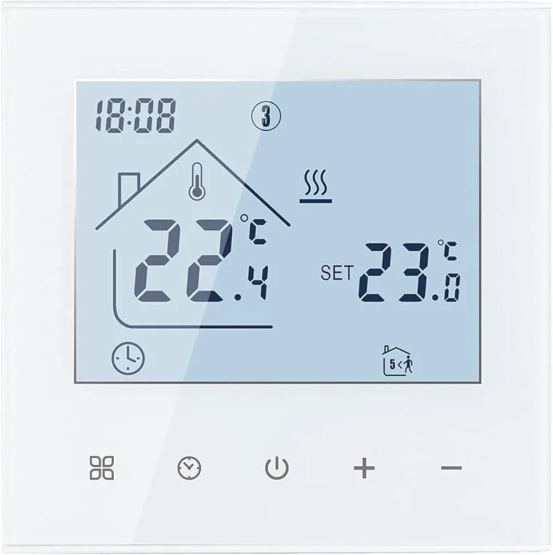 Termostato digital para quartos, ecrã LED, regulador de temperatura, programável semanalmente, para aquecimento elétrico por piso radiante (branco, 16 A)