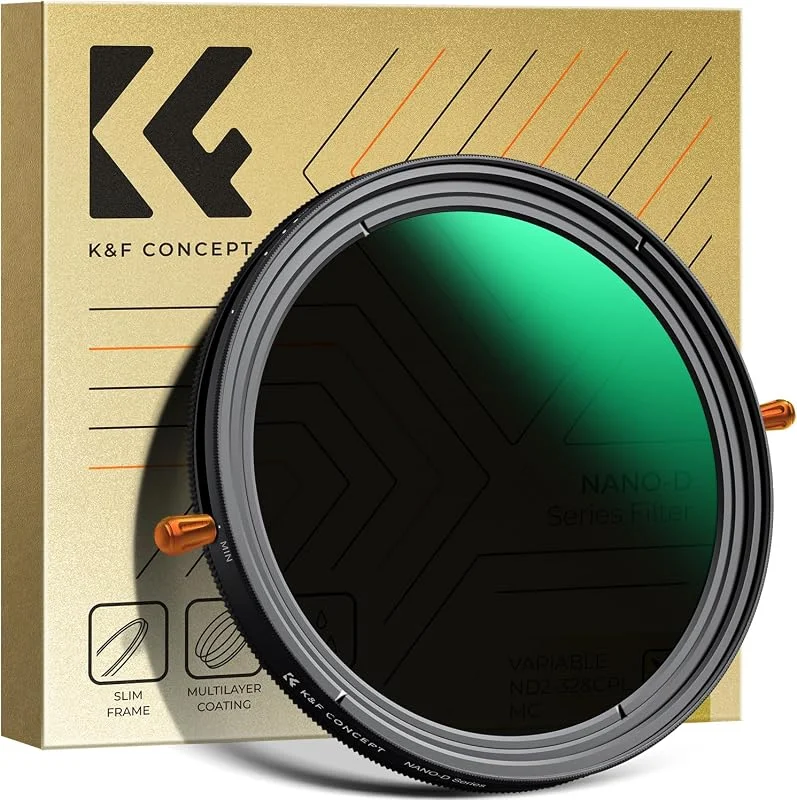 K&F CONCEPT Nano-Dazzle Filtro variável ND2-32 e polarizador 2 em 1 — Humidificador