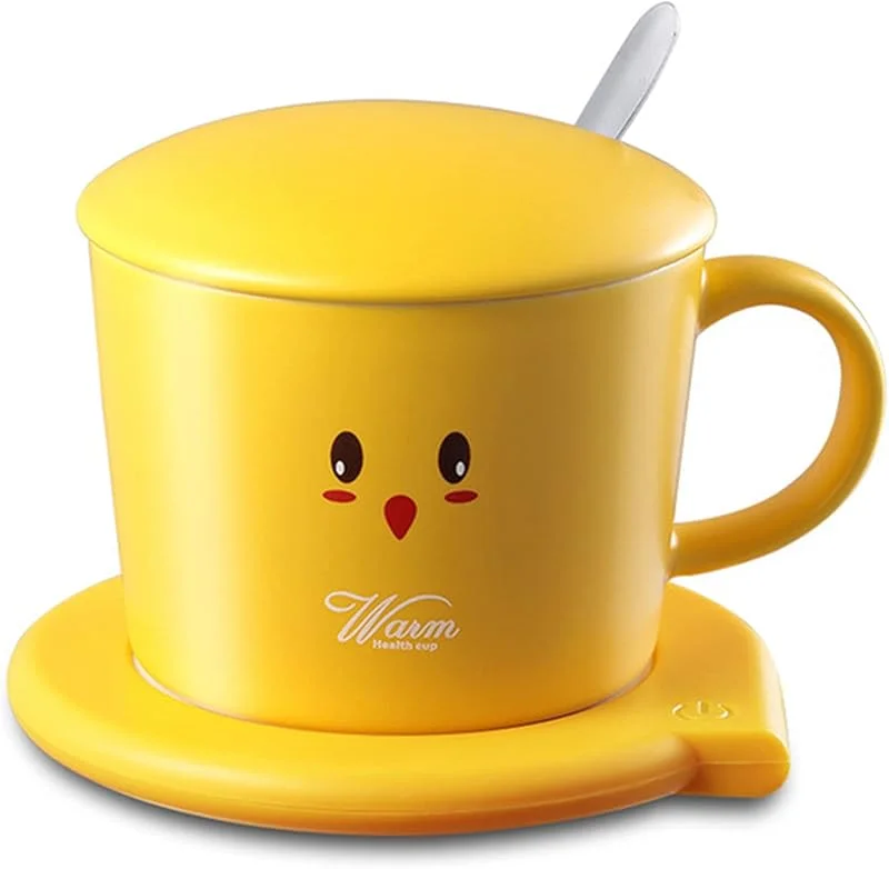 Aquecedor de bebidas USB conjunto de bases para copos de aquecimento termóstato 55 °C aquecedor de chávenas de café com colher de cobertura para uso no escritório em casa