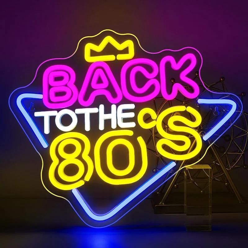 Looklight Back to the 80's sinal de néon luz de néon LED para decoração de festas dos anos 80 USB coroa carta luz de néon para quarto loja aniversário festa casa bar presentes — Aquecimento