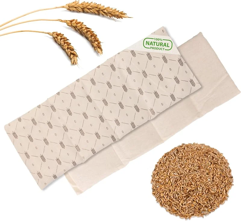 Wagner Almofada térmica 100% algodão, almofada de micro-ondas com grãos de trigo para ombros, pescoço e costas, alternativa às almofadas naturais dos ossos de cereja (grande 20 x 53 cm) — Aquecimento