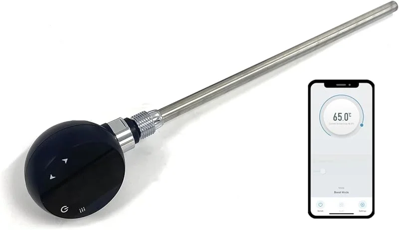Elemento aquecedor WiFi preto 200 W para toalheiro casa de — Aquecimento