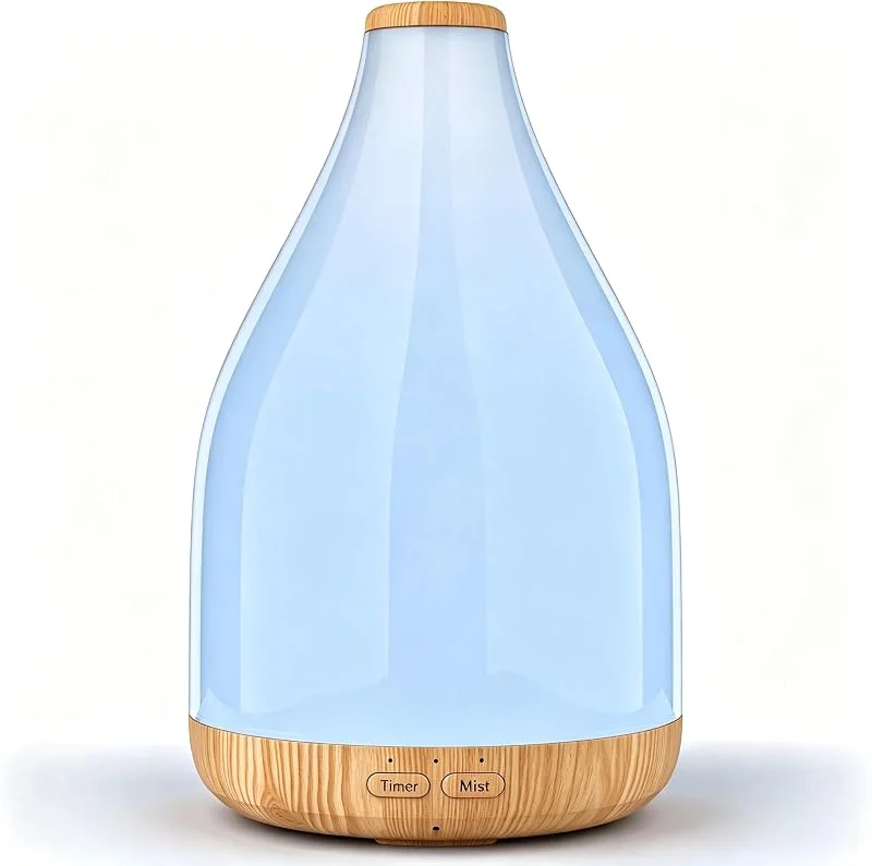 Difusor de aceites esenciales para el hogar, difusor de aromaterapia, humidificador ultrasónico de 300 ml, temporizador con apagado automático después de 1, 3 o 6 horas, luz de color