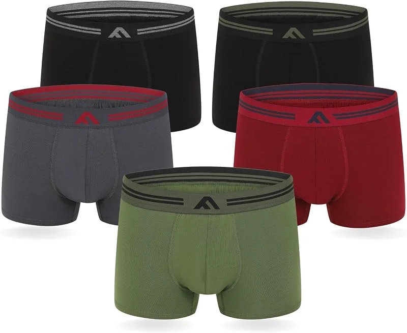 FM London Pacote de 5 cuecas boxer de bambu para homem, sem etiquetas — Roupa aquecida