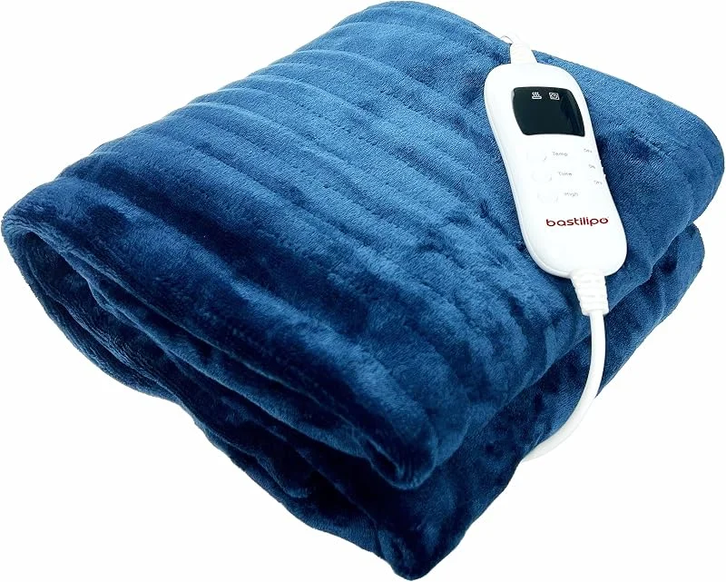 Bastilipo, Cobertor elétrico de flanela macia MELC-120, de 180 x 120 cm, controlo com 9 potências. — Aquecimento