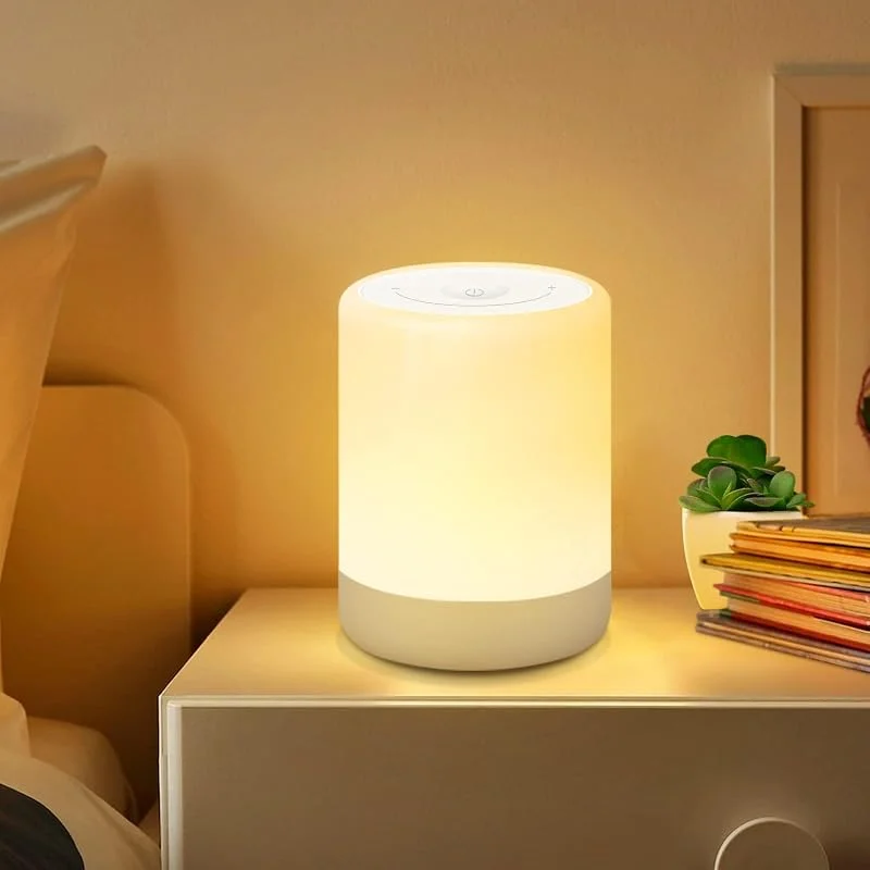 SOLIDEE Luz de presença infantil LED, candeeiro de bebé regulável tátil para quarto, com modo de luz quente, sete modos de grau de cor, recarregável por USB, presente para crianças, adulto — Aquecimento