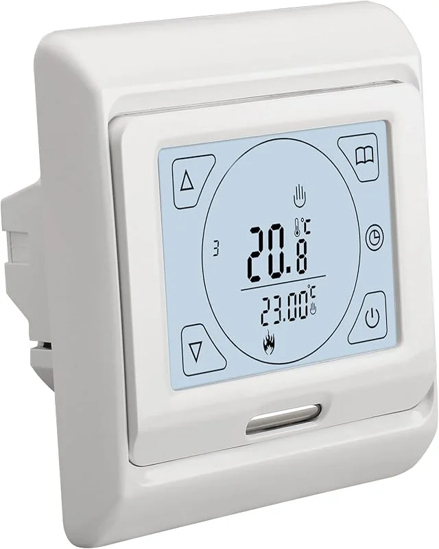 Wengart Termostato ambiental digital WG809, AC230V 16A ecrã tátil, instalação embutida, programável, para aquecimento elétrico