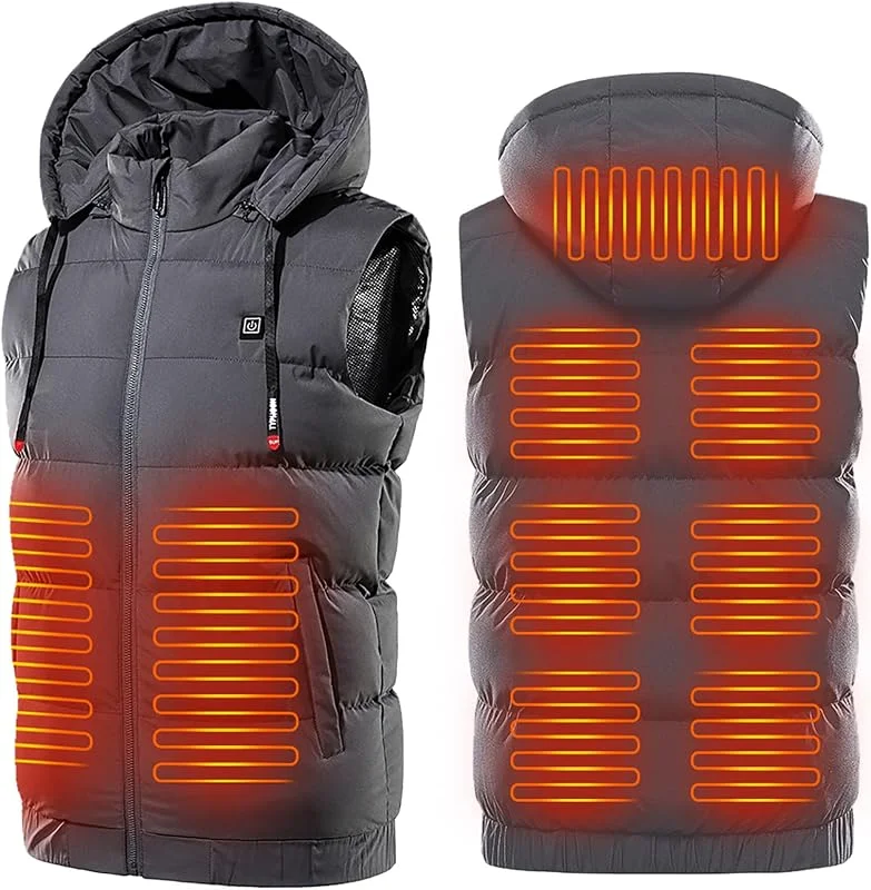 Chaleco Térmico Unisex 9 Zonas de Calentamiento, Chaleco Térmico USB Recargable, Chaleco Térmico Eléctrico Lavable Hombres Y Mujeres, para Caza, Pescar, esquí — Cozinha e lar