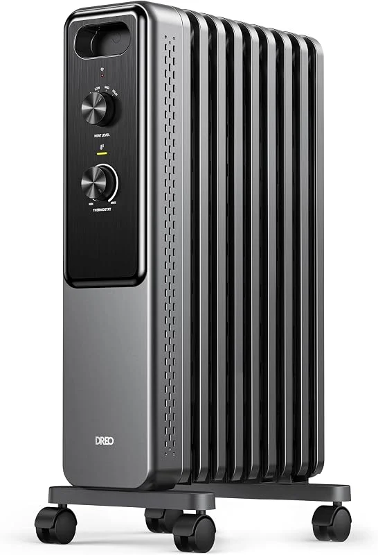 Dreo Radiador de óleo com 9 aletas 2000W, aquecedor elétrico silencioso para quarto, termostato ajustável, proteção contra sobreaquecimento e capotamento, segurança infantil, baixo consumo