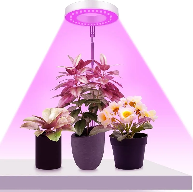 Ainiv Candeeiro de plantas, 48 LED luz de crescimento de espectro completo, 180° Grow Light com temporizador automático 3H, 9H, 12H e 9 de brilho, altura ajustável, para plantas pequenas (roxo) — Aquecimento