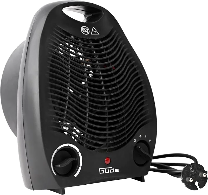 Güde Aquecedor de ventilador GH 2000 B (220-240 V, potência de aquecimento de 2000 W, 2 níveis de calor: 1000, 2000 W, potência de sopro 75 m³, h, termostato contínuo, proteção contra
