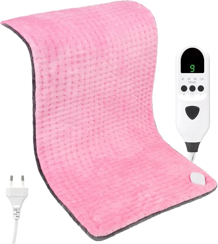 Manta elétrica para alívio de dores musculares, esteira elétrica com 9 níveis de temperatura ajustável e temporizador de 2 horas para casa, escritório, viagens (rosa cinzento, 30 x 60 cm) — Aquecimento