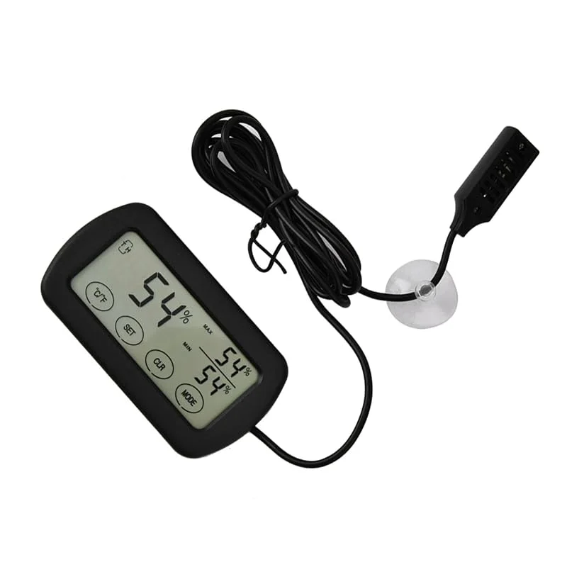 Irfora Pantalla LCD Incubadora de Huevos Tanque de Reptiles Termómetro Higrómetro para Monitoreo Temperatura y Humedad Negro Ligero 3.46 * 1.89 * 0.55 Pulgadas — Humidificador