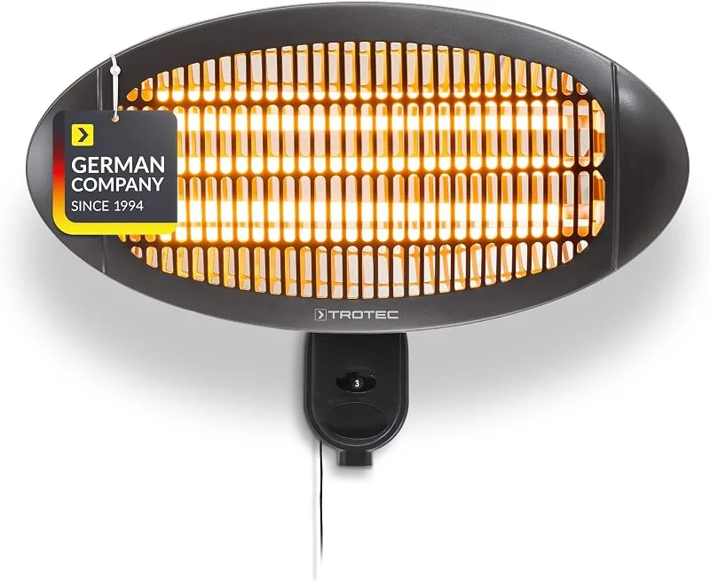 TROTEC Radiador por infravermelhos IR 2000 S, 2000 W, proteção IP 34, anti-sobreaquecimento, quartzo