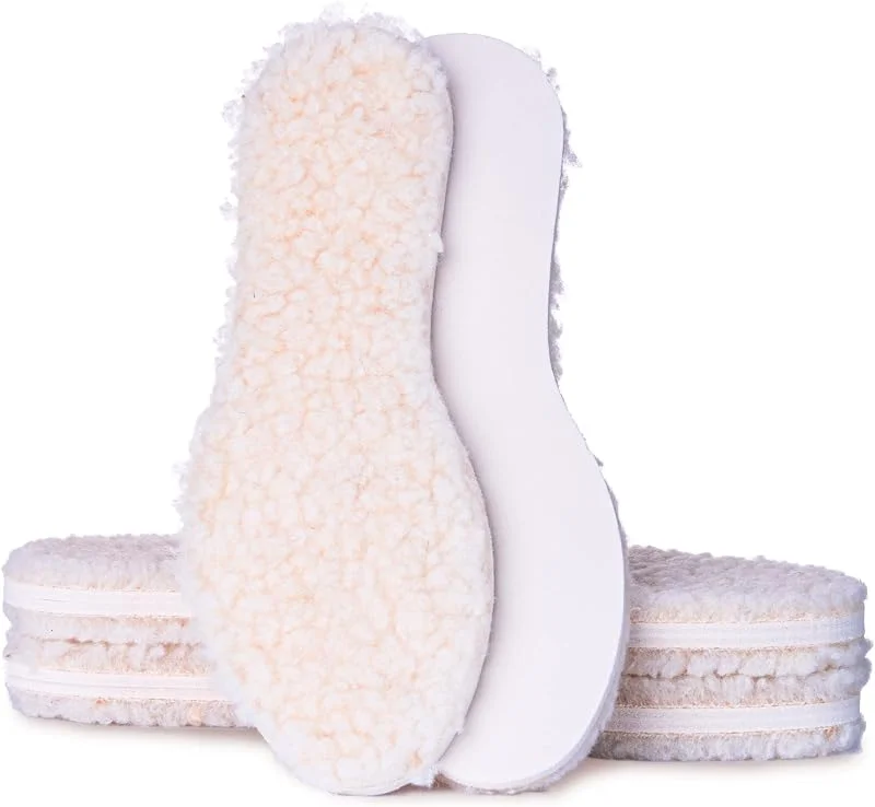 SULPO Palmilhas de inverno - camada superior de lã de ovelha natural e parte inferior de espuma de látex - quentes, absorvem impactos, duráveis - isolamento térmico - tamanhos: 36-46, pack de 3 pares — Roupa aquecida