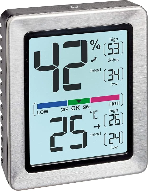 TFA Dostmann Exato 30.5047.54 Termómetro, higrómetro digital, humidade, temperatura, clima saudável residencial, especialmente preciso com sensor de precisão — Humidificador