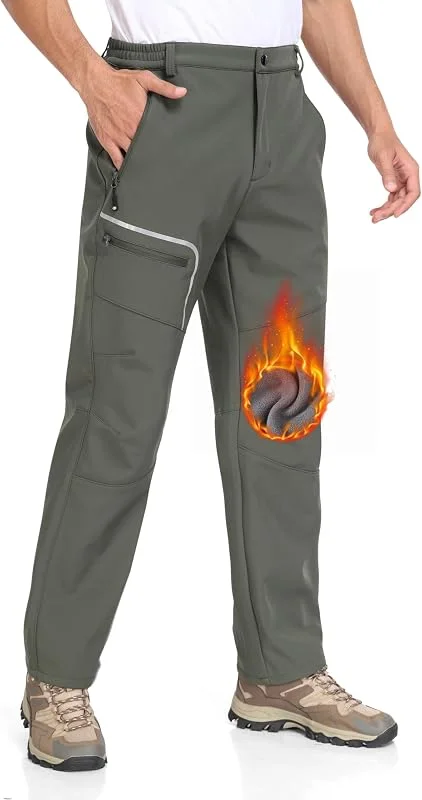 MoFiz Calças de Caminhada Softshell para Homem, Quentes com Forro Polar, Impermeáveis, Corta-Vento, para Esquí, Caminhadas na Neve e Trabalho no Inverno — Cozinha e lar