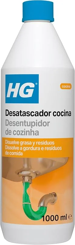 HG Desbloqueador de Canalizações, Produto Desbloqueador Natural para Desbloquear e Eliminar de Forma Segura Entupimentos de Canalizações, Lavatórios e Tubagens de Cozinha e Fossas Sépticas - 1 Litro — Humidificador