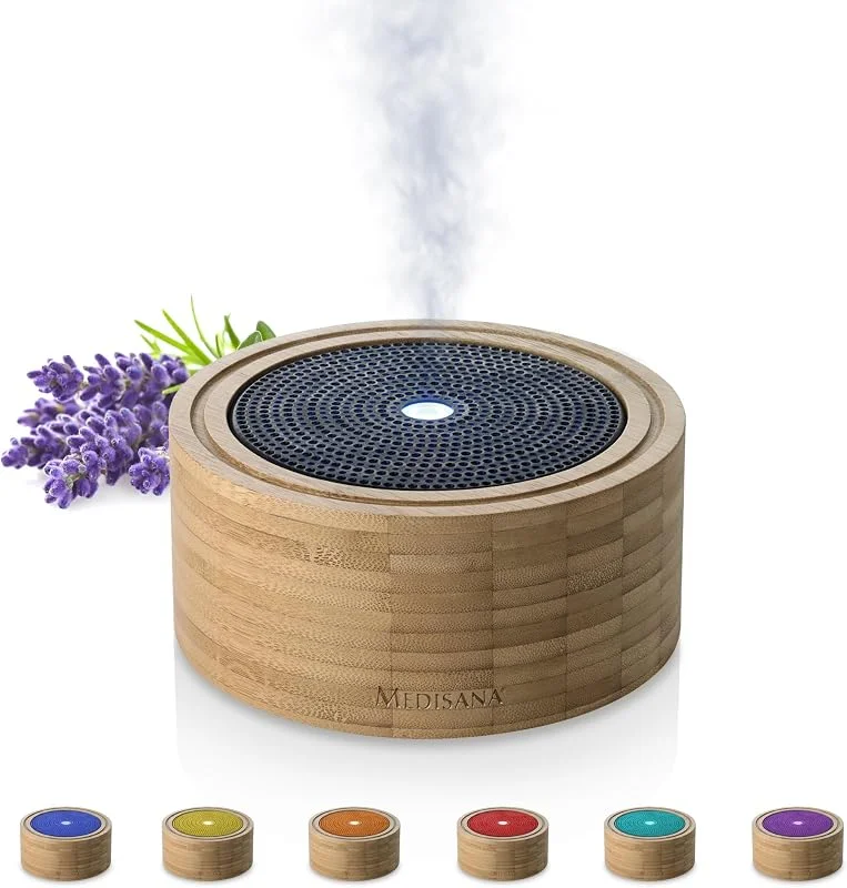 Medisana, AD 625, Difusor de aromas, Bambu, Ambientador de sala, Lâmpada aromática com temporizador, Fragrância elétrica para quartos, Óleos essenciais, Óleos aromáticos — Humidificador