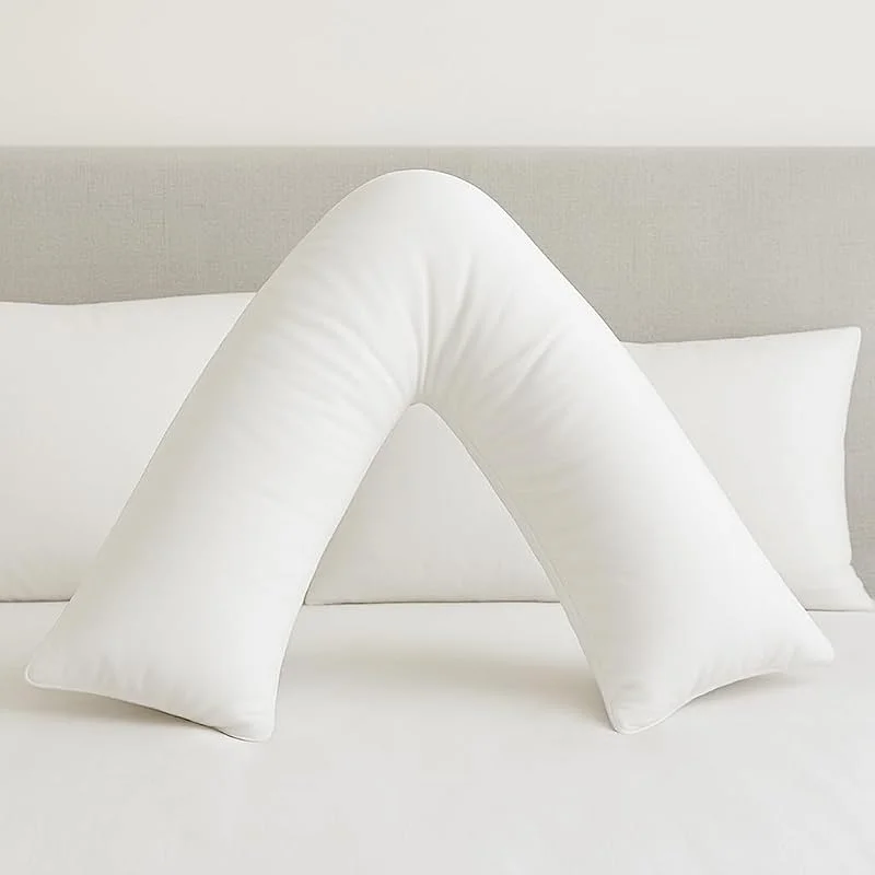 Comfort Collections Almofada em forma de V de fibra oca com enchimento extra para as costas, ortopédica, gravidez, amamentação, maternidade, em forma de V — Aquecimento