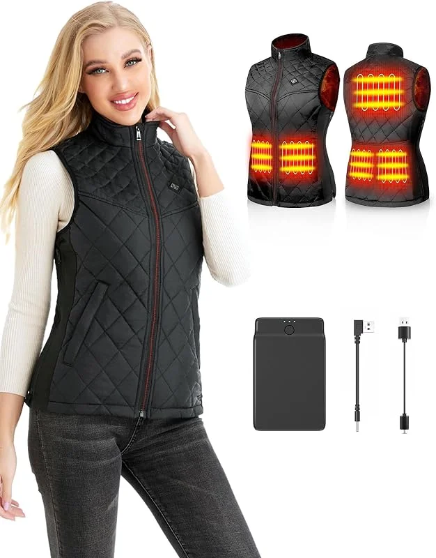 Colete aquecido, colete aquecedor para mulher e homem com bateria, colete térmico USB elétrico com 3 temperaturas ajustáveis — Roupa aquecida