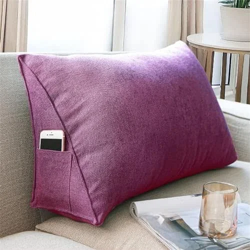Almohada de lectura grande para cama, cojín de respaldo de apoyo para sofá y cabecero, almohada lumbar de cuña (100 x 35 x 20 cm, morado), perfecta para comodidad y relajación — Aquecimento