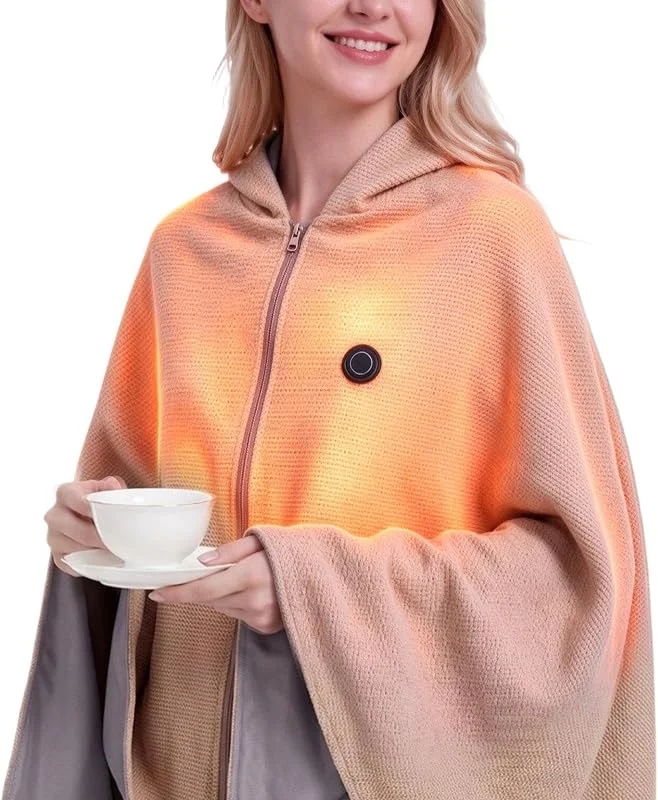 Chal con Calefacción para Mujeres Calentador USB con Capucha y 3 Niveles de — Roupa aquecida