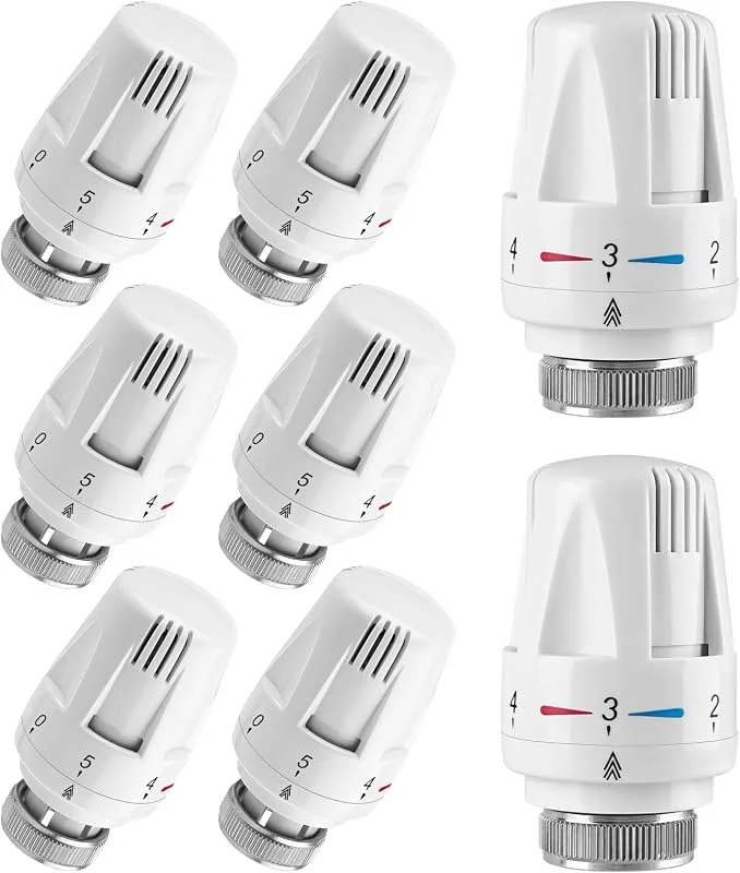 Válvula Termostática Radiador Termóstato Radiador: Mitening 8 Peças Cabeça Termostática Radiador M30 X 1, 5, Válvula Termostática Radiador com Proteção Contra Geadas, 0-5 Funções de Ajuste — Aquecimento