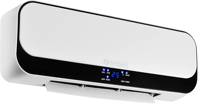 OLIMPIA SPLENDID 99261 Caldo Up T Wi-Fi - Calefactor Cerámico de Pared Mural 2000 W con mando a distancia y temporizador semanal, 65 m3- Exclusivo, Blanco — Aquecimento