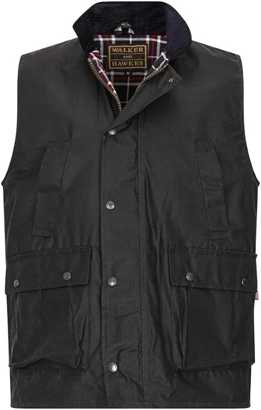 Walker and Hawkes - Winchester - Colete Encerado para Homem - Efeito de Aquecimento - Estilo Campo Inglês — Roupa aquecida